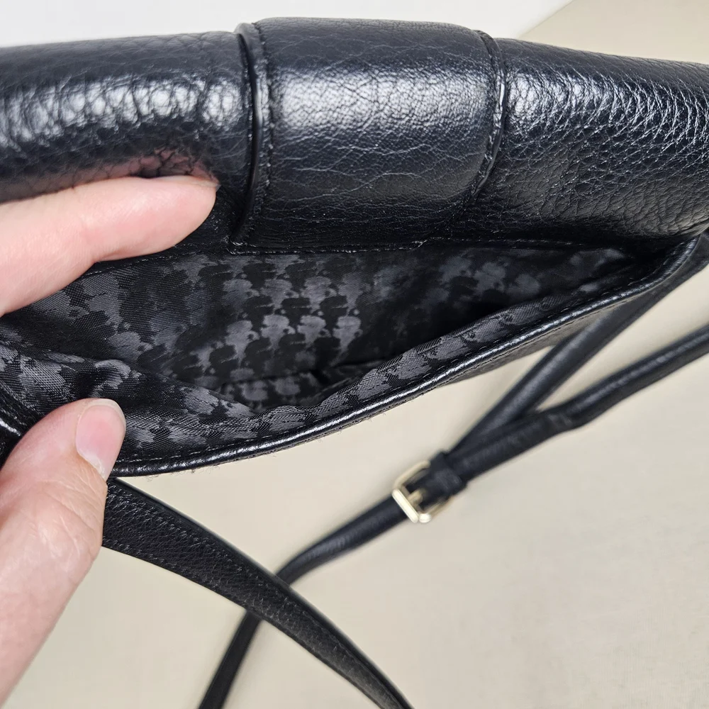 Karl Lagerfeld Black Pebbled Leather Crossbody Bag - Picture 13 of 16
